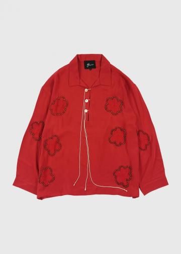 饹 ץ쥹 U25S-GRA-BU09Silk Tunic"Red