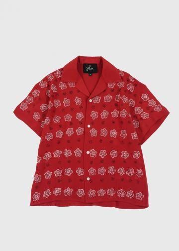 饹 ץ쥹 U25S-GRA-SH10Silk Flower Bowling Shirt"Red