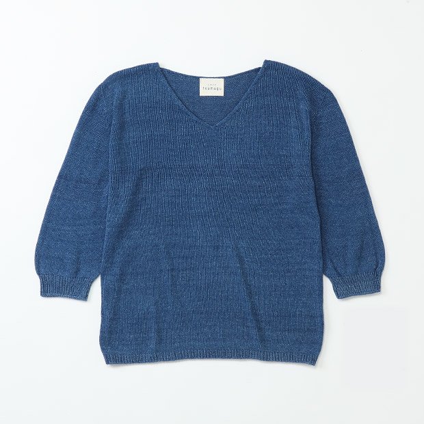 V-neck halfsleeve knit - tsumugu