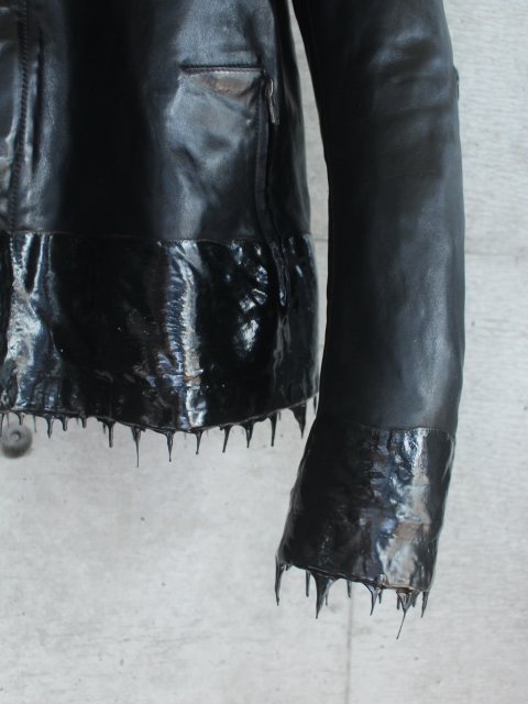 O.DYED LINED DRIP-RUBBERED LEATHER JACKET / CAROL CHRISTIAN POELL  (キャロルクリスチャンポエル)