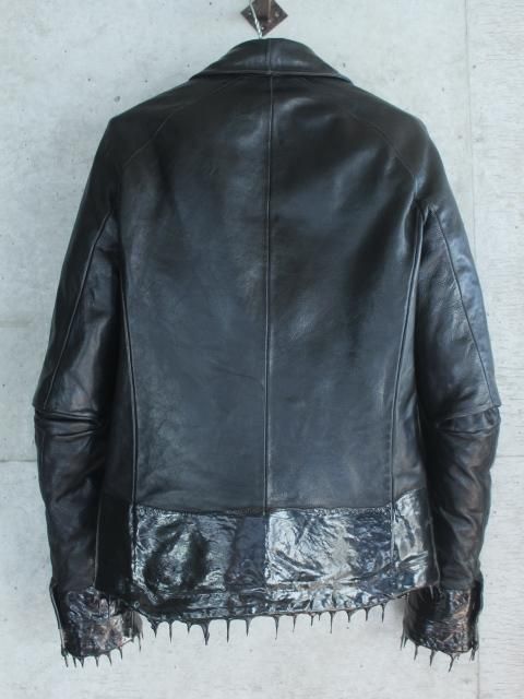 O.DYED LINED DRIP-RUBBERED LEATHER JACKET / CAROL CHRISTIAN POELL 