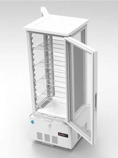 業務用 JCM 4面ガラス冷蔵ショーケース タテ型冷蔵庫 両面扉 LED照明