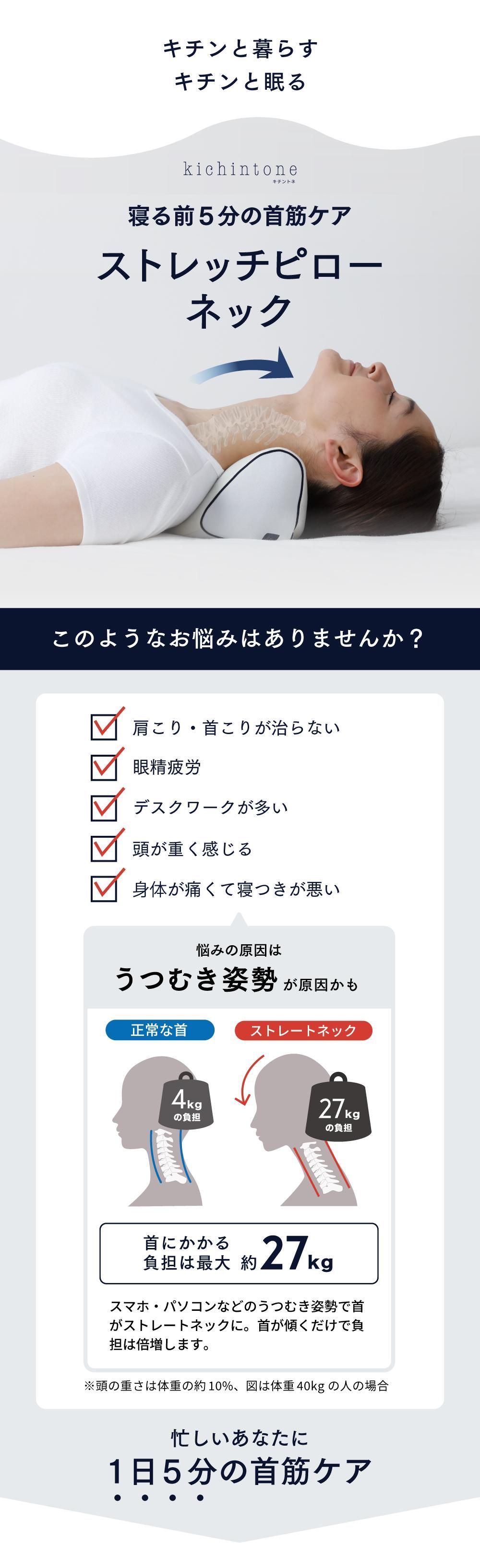 前半　ねむたいのページ【内容ご確認ください】 公式】kichintone キチントネ ストレッチピロー ネック