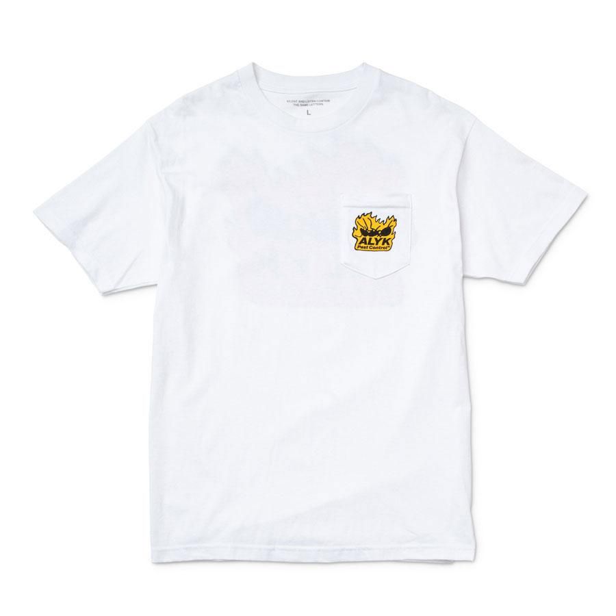 ALYK – Pest Control Screen Printed Pocket T-Shirt/White