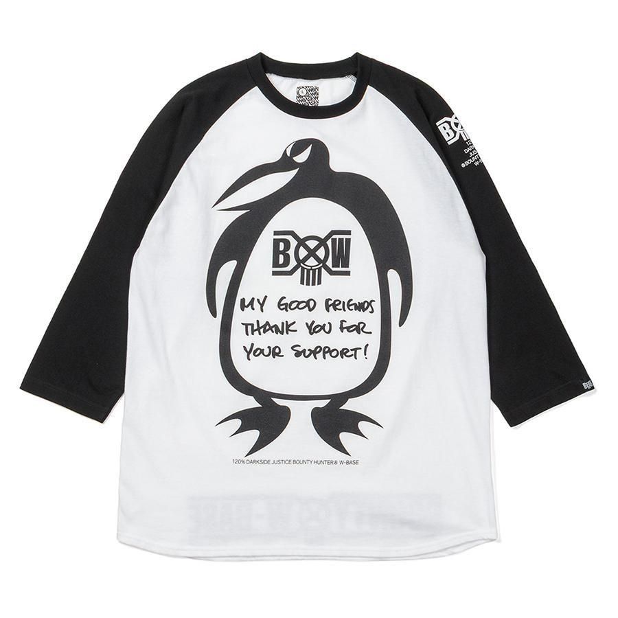 BOUNTY HUNTER x W-BASE - BxW RAGLAN TEE  TIN BADGE SET - WHITE/BLACK