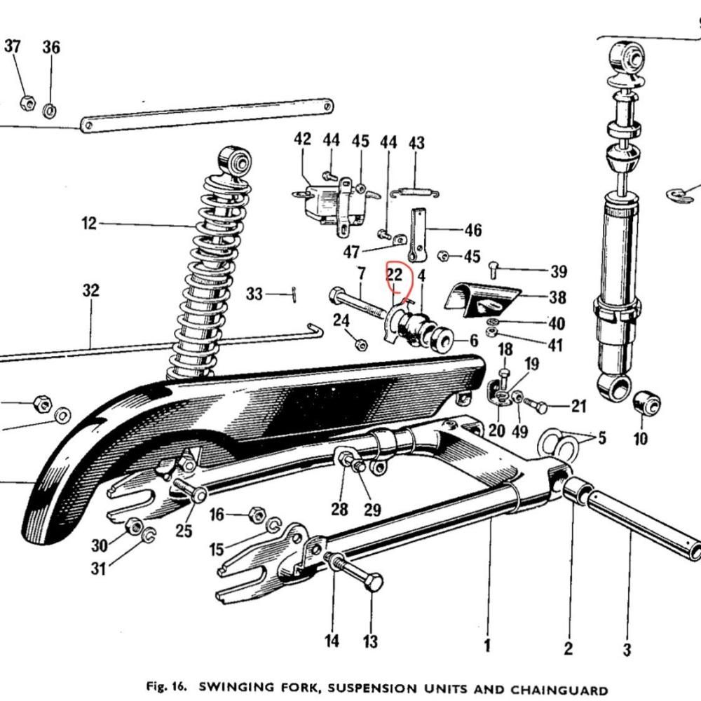 スイングアームスピンドルタブワッシャー 67年以降350/500 - GreenSmith