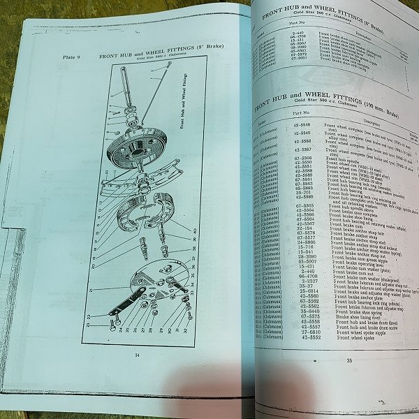 パーツカタログ BSA DBD34 GOLDSTAR 500CC 58年