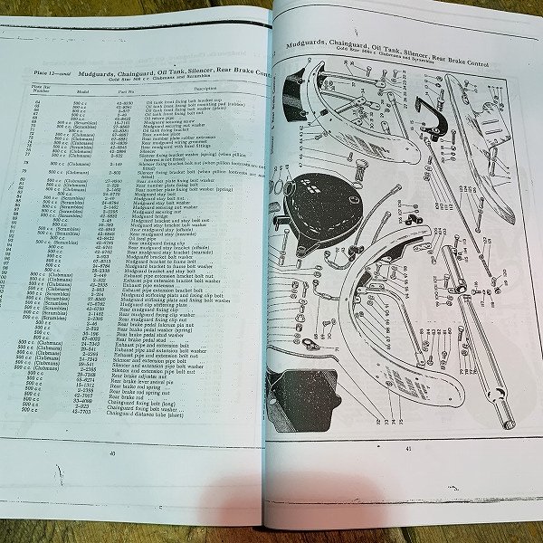 パーツカタログ BSA DBD34 GOLDSTAR 500CC 58年