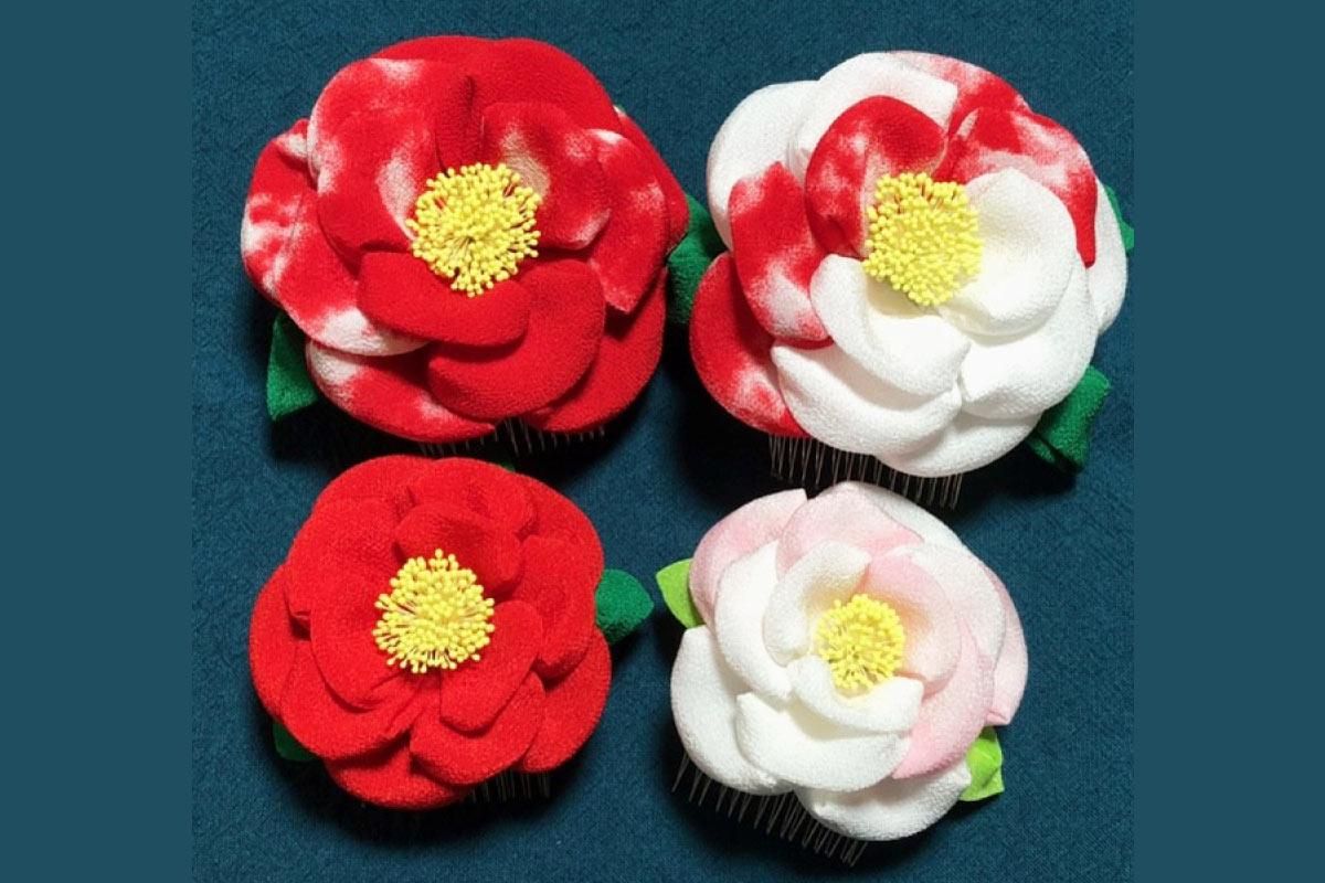 大きなお花のコーム作品 いろはシリーズ椿