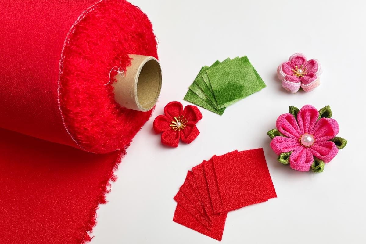 反物から生まれるつまみ細工の花