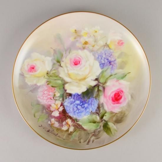 特大絵皿　飾り皿 大皿 謙山窯 関謙山【日本製】 直径約30センチ位 絵皿 飾り皿