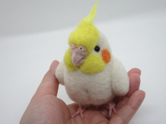 マスコット羊毛フェルト 鳥 オカメインコ ハンドメイド - ぬいぐるみ