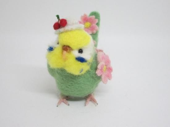 新作 春 桜立体刺繍の顔モフ可愛いセキセイインコ ゆこりん工房 イエローフェイス黄緑 ハンドメイド雑貨専門店 ゆこりん工房