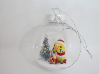 クリスマス　羊毛フェルトセキセイインコ飾り　ハルクイン黄　ゆこりん工房　鳥