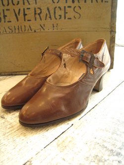 1930's Strap Leather Shoes Dead Stock