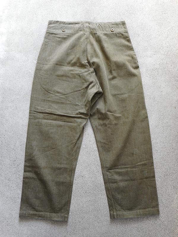 50's British Army Green Denim Trousers - Spring Store by
