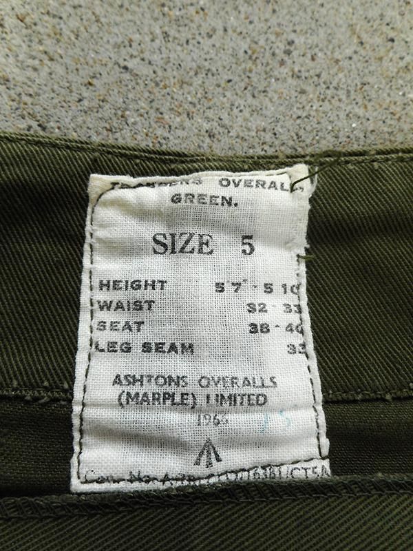 60s~ British Army グリーンオーバーオールトラウザー