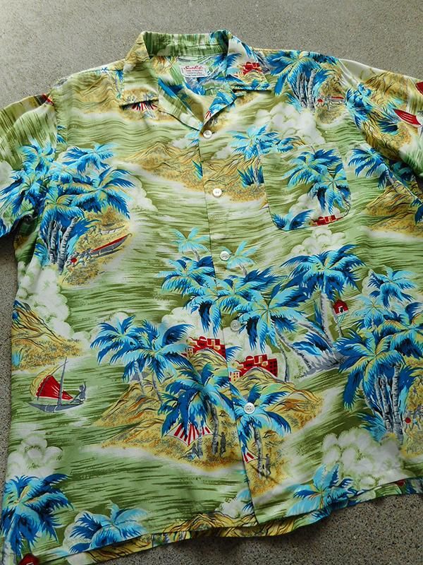 60s South Pacific ヴィンテージ シャツ アロハシャツ 当時物 50〜60's VINTAGE south pacific レーヨン アロハシャツ