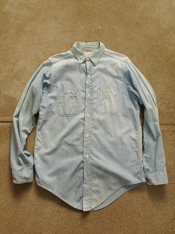 身幅5860s double ringer blue chambray shirt - シャツ