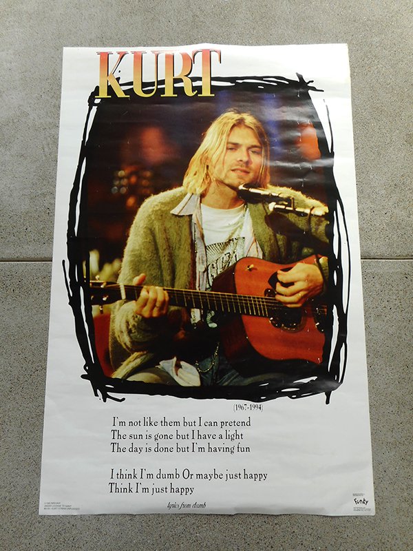 1995 Kurt Cobain Vintage Unplugged Lyrics Poster - Spring Store by