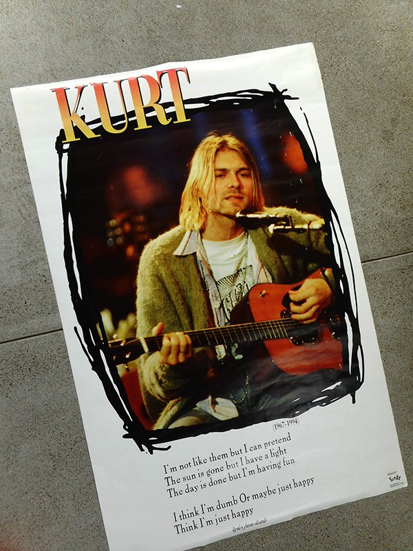 1995 Kurt Cobain Vintage Unplugged Lyrics Poster - Spring Store by 