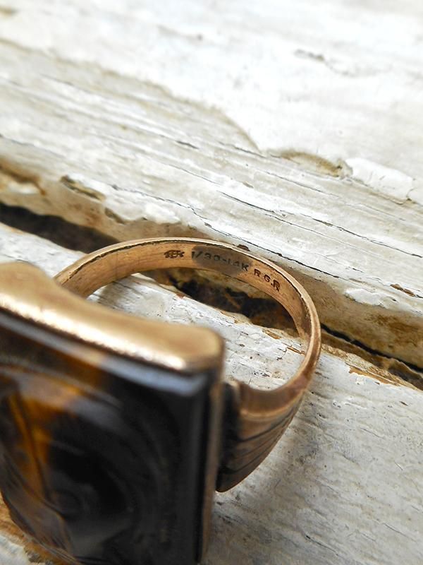 40's Cameo Ring Yellow Gold / Tigers Eye - Spring Store by rightyright