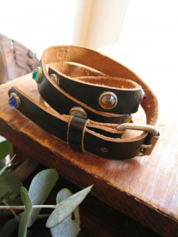 50-60's Studs Belt Black Leather