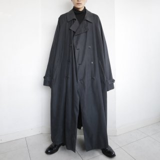 old oversized faux skin trench coat