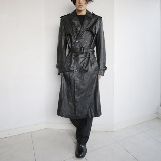 old double gun frap leather trench coat