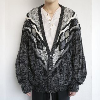 vintage leather cable loose cardigan