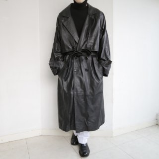 vintage double flap leather trench coat