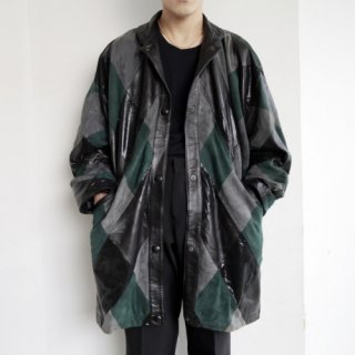 vintage leather patchwork dolman sleeve coat