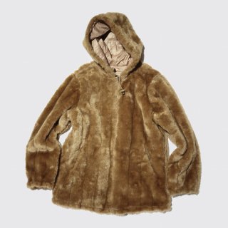 vintage faux fur hooded jacket