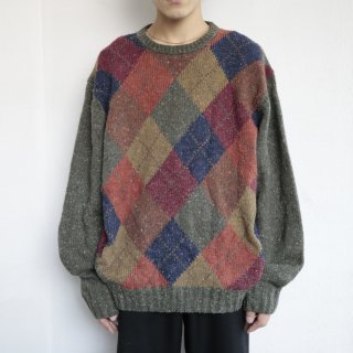 vintage argyle wool loose sweater