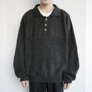 vintage alpaca hand knit polo sweater 