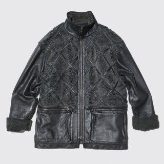 vintage phat usa leather combi mouton jacket