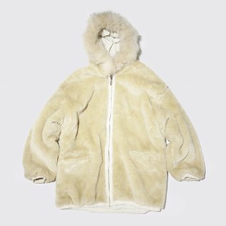 vintage faux fur hooded jacket