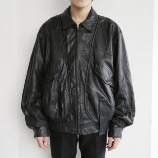 vintage zipped aviator leather jacket