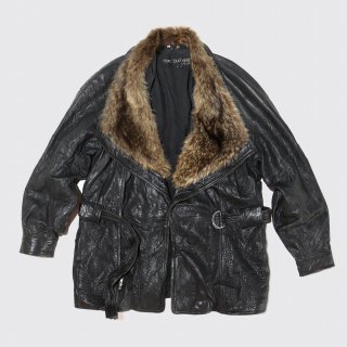 vintage pelle pelle fur collar leather coat 