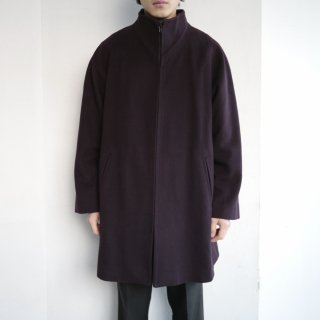 vintage zipped stand collar wool coat