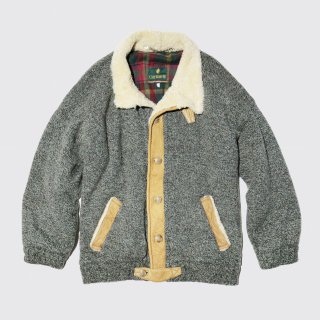 vintage mouton combi knit jacket