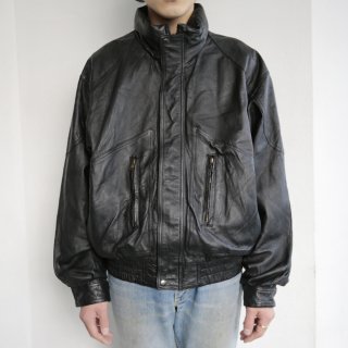 vintage stand collar leather jacket