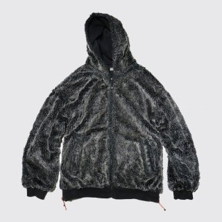 vintage faux fur/sweat reversible hoodie