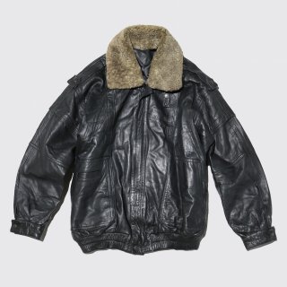 vintage boa collar leather jacket