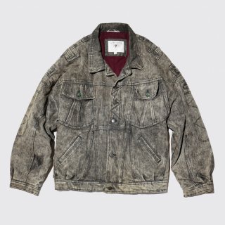 vintage chemical wash paded trucker jacket