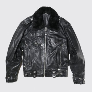 vintage boa collar motorcycle jacket