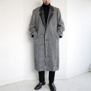 vintage leather lapel tweed coat