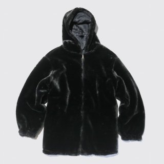 vintage faux fur zipped hoodie