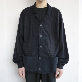 vintage faux suede combi knit jacket