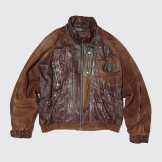 vintage zipped loose leather jacket